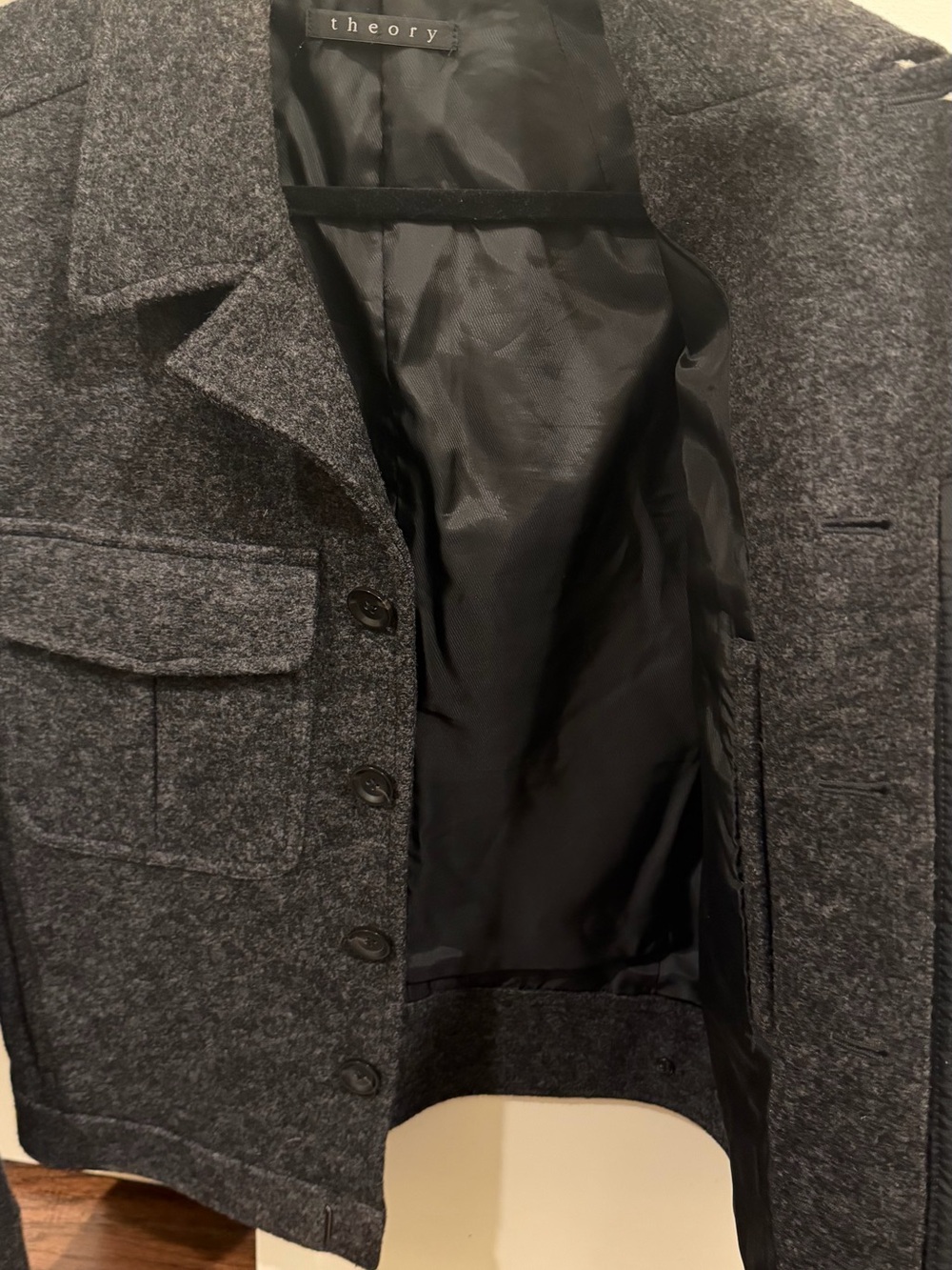 Theory Men's Gray Wool Blend Button-Front Jacket - Picture 3 of 5